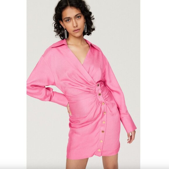 SANDRO Elvira Linen Shirt Dress Size 36 - Picture 2 of 12